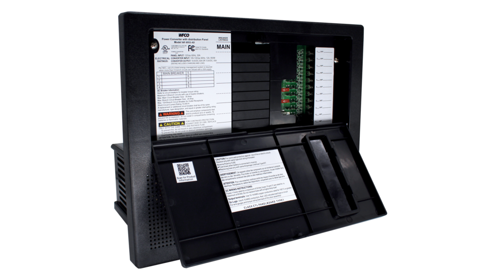 RV electrical converter and distribution panel